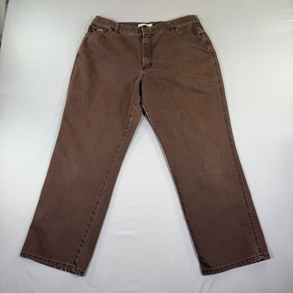 Lee Relaxed Straight Leg Brown Pants Womens 16 Short Fall Classic Minimalist